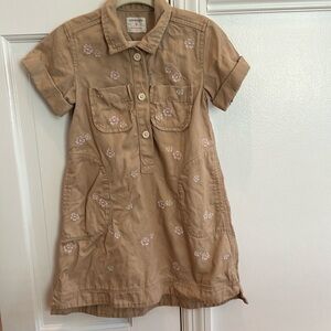 Crewcuts Size 4 Khaki Floral Embroidered Shirt Dress